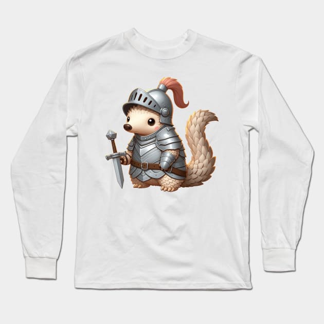 pangolin, pangolin animal, pangolin protect, protect the pangolin, pangolin art, pangolin cartoon, pangolin emblem, pangolin activist, i love pangolin, conservation, earth day, endangered, animal, pangolin knight, floral Long Sleeve T-Shirt by Dmytro